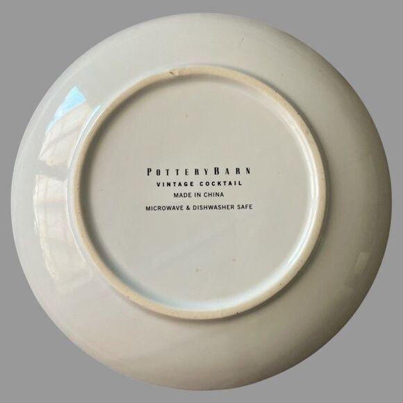 Pottery Barn Vintage Poster Plates Set of 4 8” Dessert Luncheon Cocktail Barware - Picture 7 of 9